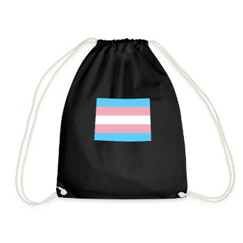 Trans Flag Wyoming LGBT Pride Support - Drawstring Bag - black - Front