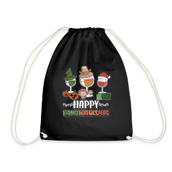 Hallothanksmas Wine Gasses Halloween Christmas - Turnbeutel - Schwarz - Vorne
