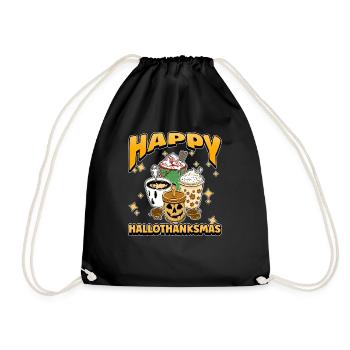 Hallothanksmas Coffee Halloween Christmas - Drawstring Bag - black - Front