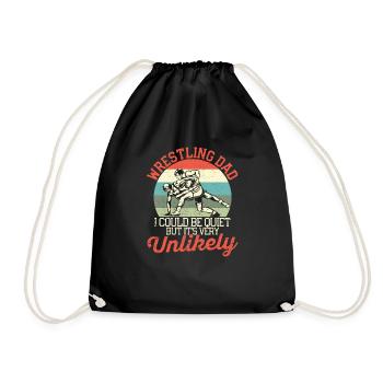 Wrestling Dad Funny Father's Day Wrestler Daddy - Drawstring Bag - black - Front