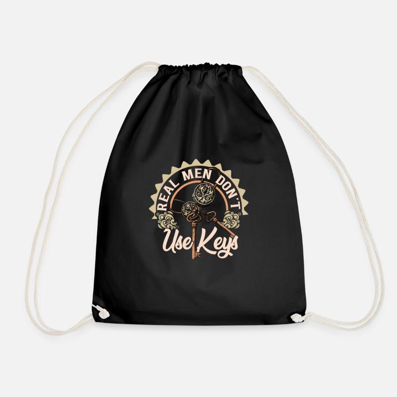 Real Men Don't Use Keys, Locksmiths - Drawstring Bag - black