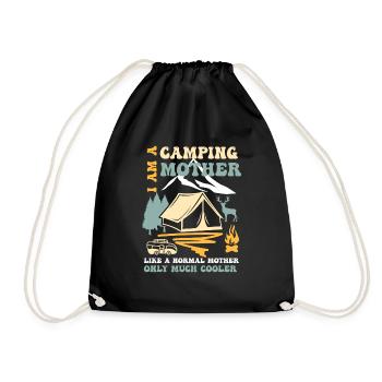 Retro Cooler Camping Mama Outdoor Zelten Lustig - Turnbeutel - Schwarz - Vorne
