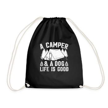 6 A camper a dog life is good - Drawstring Bag - black - Front