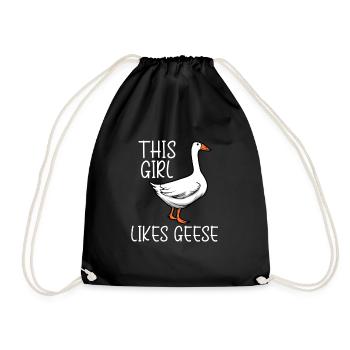 Une fille aime les oies, mignon animal sauvage, - Sac de sport léger - noir - Devant