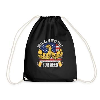 Will Arm Wrestle pour beer USA Flag Funny Arm - Sac de sport léger - noir - Devant
