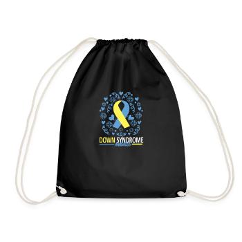 Down Syndrome Awareness I Blue Yellow Ribbon T21 - Drawstring Bag - black - Front