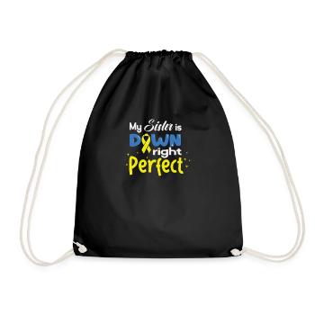 Sœur de Down I Ruban jaune bleu T21 - Sac de sport léger - noir - Devant