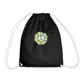 Sensibilisation au syndrome de Down I Ruban jaune bleu T21 - Sac de sport léger - noir - Devant