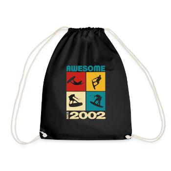 Awesome since 2002. Wakeboard Lifestyle - Turnbeutel - Schwarz - Vorne