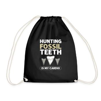 The Hunt for Fossil Teeth Is Mine - Drawstring Bag - black - Front