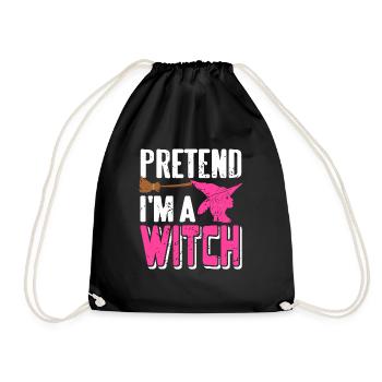 Pretend I'm A Witch Retro Funny Witch Halloween - Drawstring Bag - black - Front