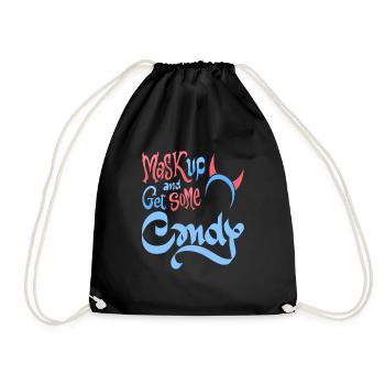 Mask Up & Get Some Candy Retro Halloween Devil - Drawstring Bag - black - Front