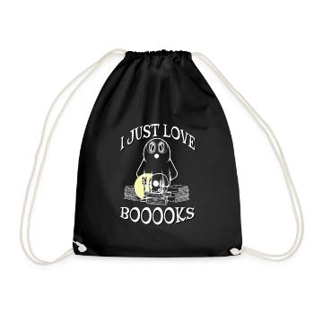 Just Love Book Funny Halloween Book Lover T-Shirt - Drawstring Bag - black - Front