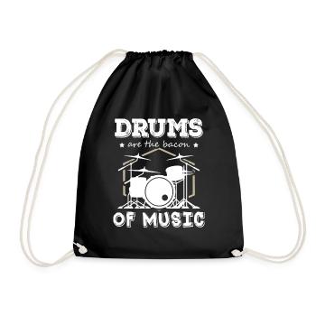 Drums Are The Bacon Of Music Drummer - Drawstring Bag - black - Front