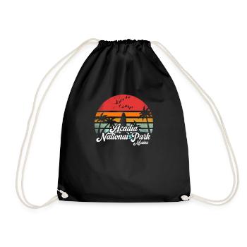 Vintage Acadia National Park Maine Surfing Retro - Drawstring Bag - black - Front