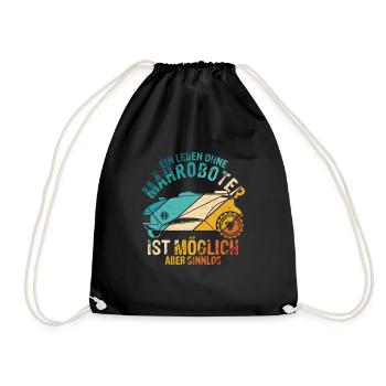 Mähroboter Garten Rasenroboter Mäher Spruch - Turnbeutel - Schwarz - Vorne