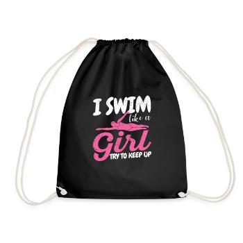 Ich schwimme wie ein Mädchen und versuche, mit den - Turnbeutel - Schwarz - Vorne