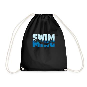 Swimming Team Swimmer Pool Diving Breaststroke - Drawstring Bag - black - Front