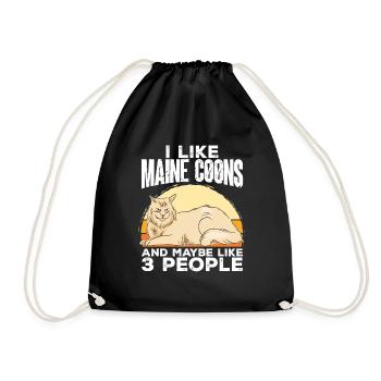 Maine Coon Cat - Drawstring Bag - black - Front