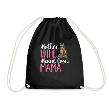 Maine Coon Cat - Drawstring Bag - black - Front