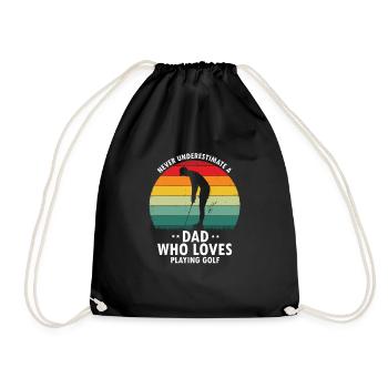 Never Underestimate A DAD Who Loves Playing GOLF - Drawstring Bag - black - Front