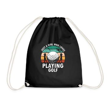 Just A GIRL Who Loves Playing Golf Retro Golfer - Drawstring Bag - black - Front