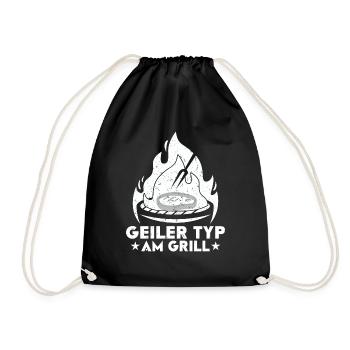 Geiler Typ Am Grill BBQ Grillen Barbecue Outfit - Turnbeutel - Schwarz - Vorne