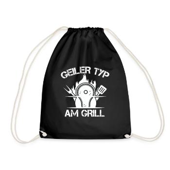 Geiler Typ Am Grill BBQ Grillen Barbecue Outfit - Turnbeutel - Schwarz - Vorne