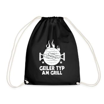 Geiler Typ Am Grill BBQ Grillen Barbecue Outfit - Turnbeutel - Schwarz - Vorne