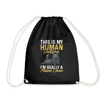 Maine Coon Cat - Drawstring Bag - black - Front