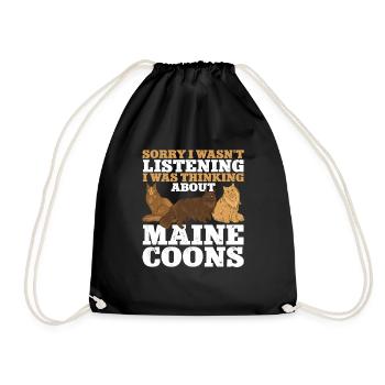 Maine Coon Cat - Drawstring Bag - black - Front