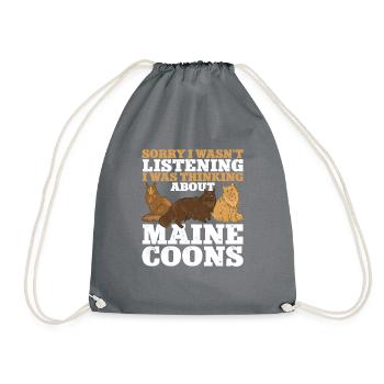 Maine Coon Cat - Drawstring Bag - grey - Front