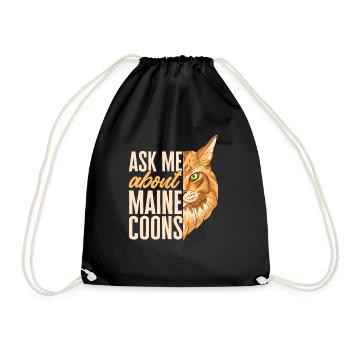 Maine Coon Cat - Drawstring Bag - black - Front