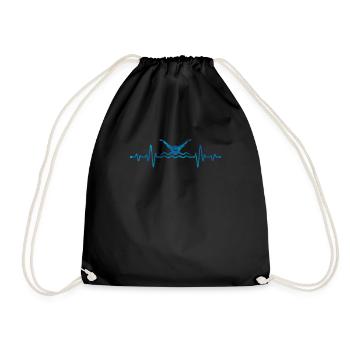 Schwimmen Herzschlag Schwimmer Liebhaber Schwimmer - Turnbeutel - Schwarz - Vorne