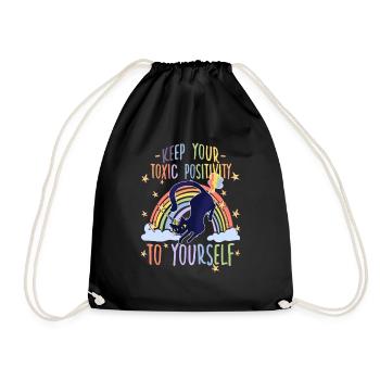 Anti Glitter Anti Unicorn Funny Cat Owner - Drawstring Bag - black - Front
