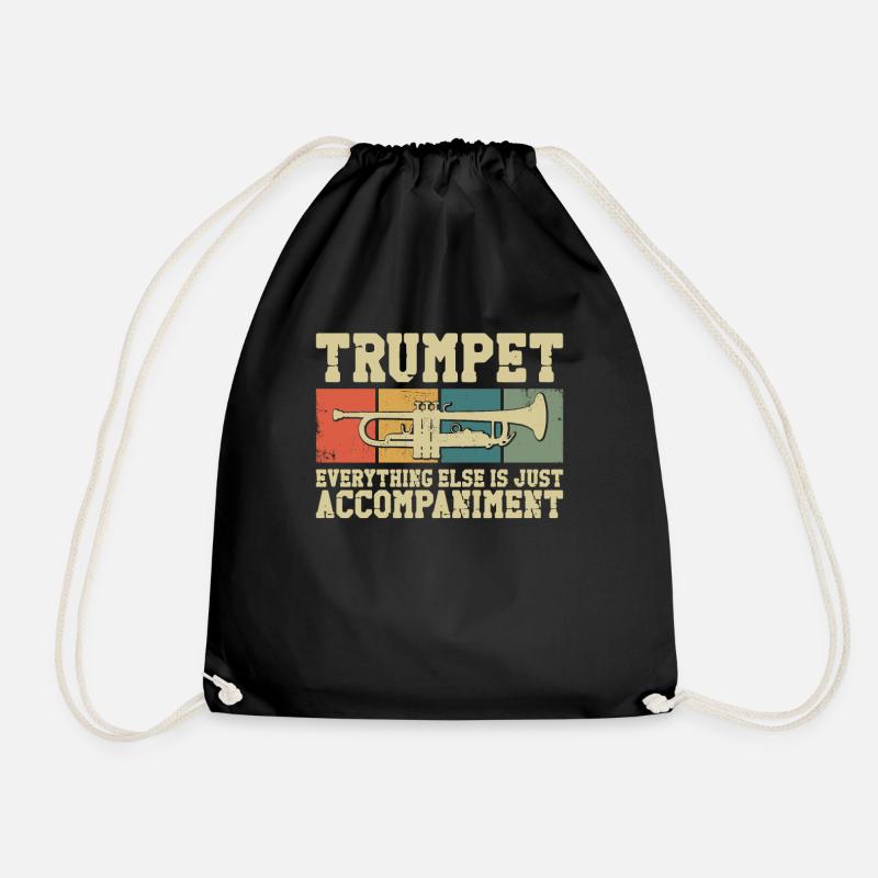 Trumpet Player Vintage Retro - Drawstring Bag - black