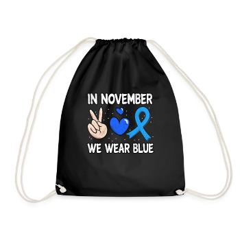 Love Peace Blue November Diabetes Awareness Month - Turnbeutel - Schwarz - Vorne