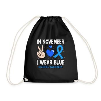 Heart Peace Blue In November Diabetes Awareness - Turnbeutel - Schwarz - Vorne