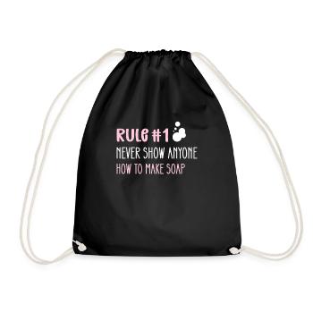Rule 1: Never show anyone how to use soap - Drawstring Bag - black - Front