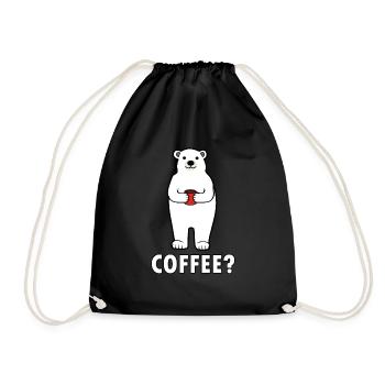 Joli ours polaire, café, lundi, bureau fatigué - Sac de sport léger - noir - Devant