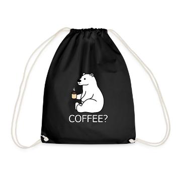 Lustiger Eisbären-Büro-Kaffee - Turnbeutel - Schwarz - Vorne