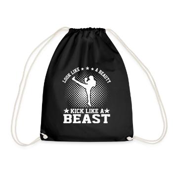 Look Like A Beauty Kick Like A Beast - Kickboxer - Turnbeutel - Schwarz - Vorne