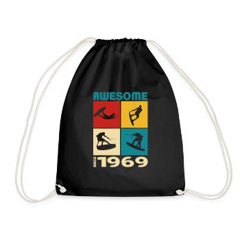 Awesome since 1969. Wakeboard Lifestyle - Drawstring Bag - black - Front