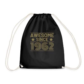Awesome since 1962 60th birthday retro - Drawstring Bag - black - Front