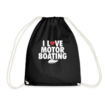 I Love Motor Bootfahren Lustig Bootfahren - Turnbeutel - Schwarz - Vorne