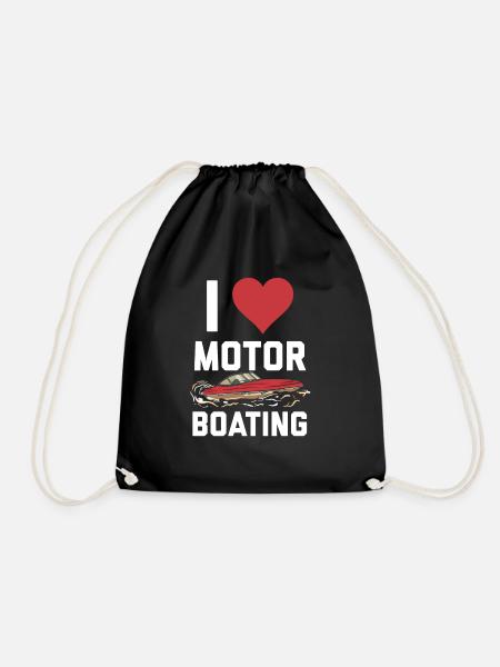 I Love Motor Bootfahren Lustig Bootfahren - Turnbeutel - Schwarz