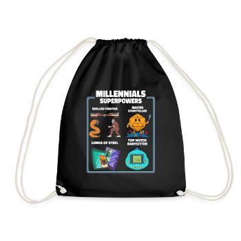 Drôle Millennial Nerdy Old Skool Hobbies Cartoon - Sac de sport léger - noir - Devant
