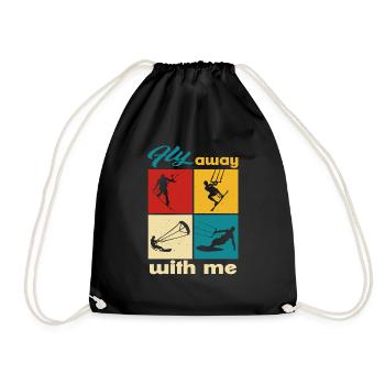 Fly away with me. Lifestyle Vintage Design - Drawstring Bag - black - Front