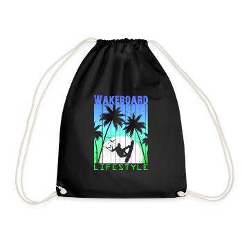 Wakeboard Wakeskate Water Sports Lifestyle Vintage - Drawstring Bag - black - Front