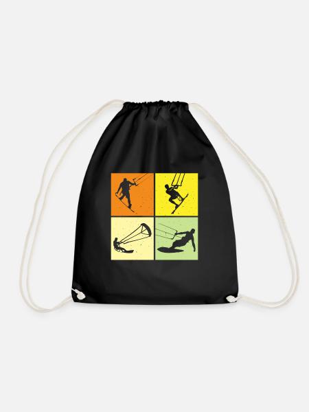 Kite Surfing, Kite Board, Lifestyle Vintage Design - Turnbeutel - Schwarz